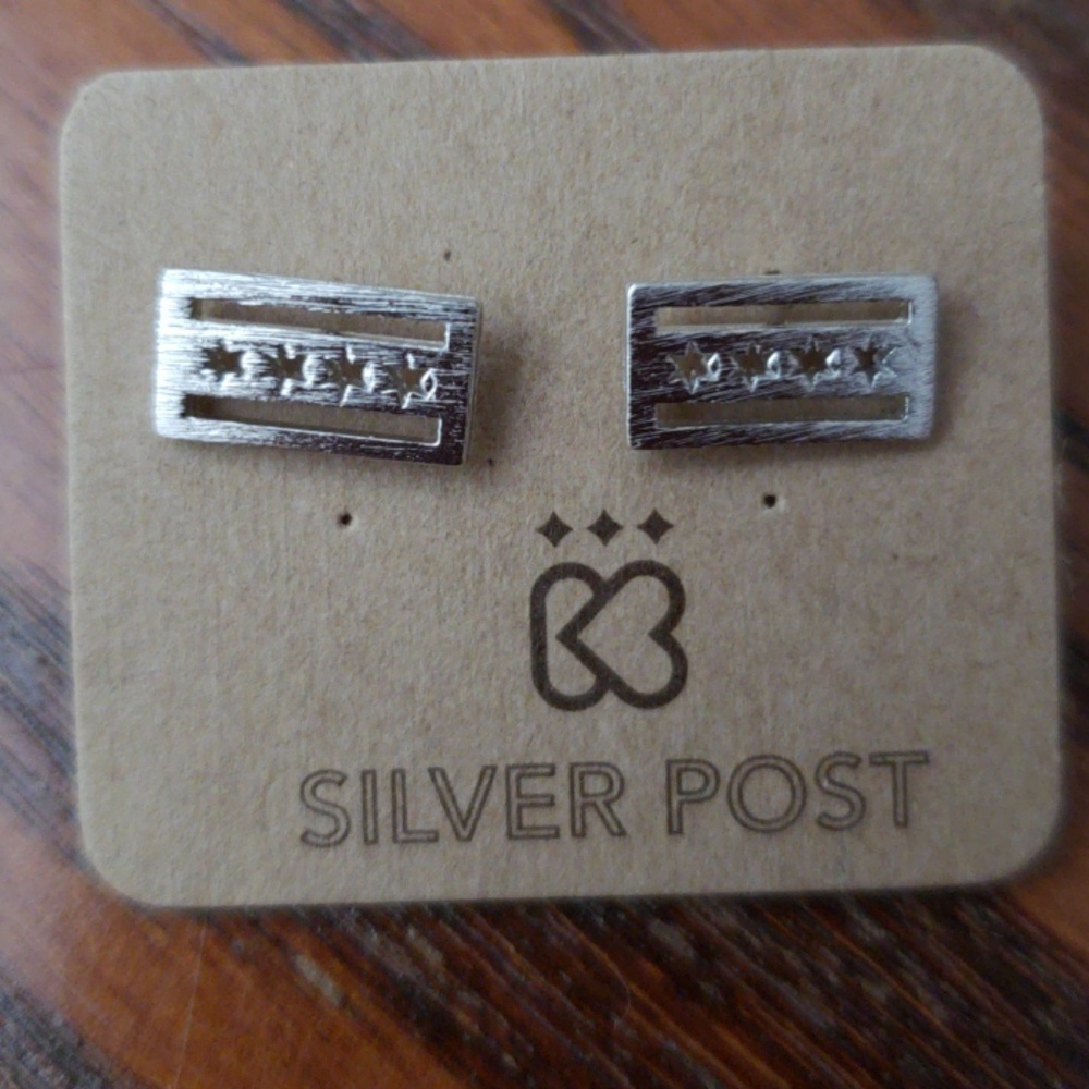 Chicago flag earrings